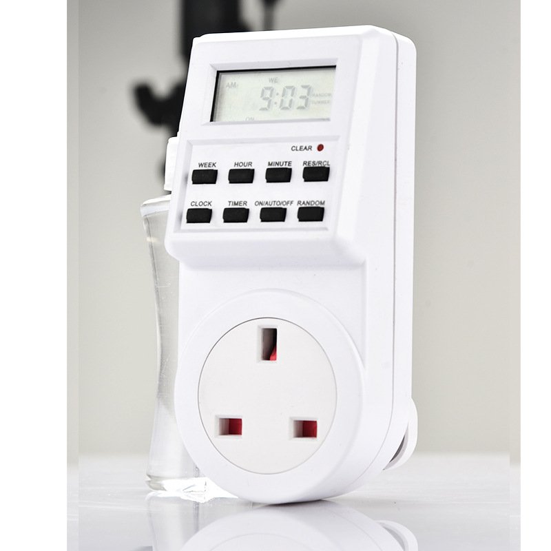 British Small Screen Timer Switch Socket Air Conditioner Kitchen Timer Switch 0-168hour 230V 13A 2900W Neutral Packaging