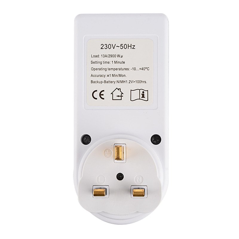 British Small Screen Timer Switch Socket Air Conditioner Kitchen Timer Switch 0-168hour 230V 13A 2900W Neutral Packaging
