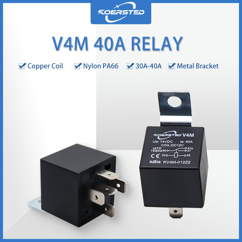 KKA-V4M Auto Relay for Vehicles and Machines 12V 24V 40A New 30A Rated Current with Metal Bracket