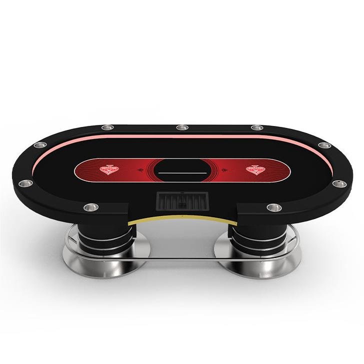 YH Oval High Quality Poker Table Texas Entertainment Table With Leather Armrest Cup Holders