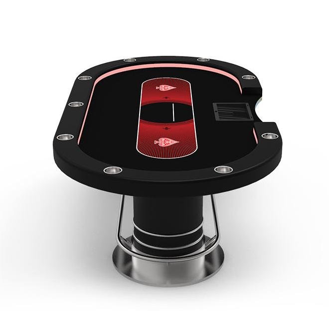 YH Oval High Quality Poker Table Texas Entertainment Table With Leather Armrest Cup Holders