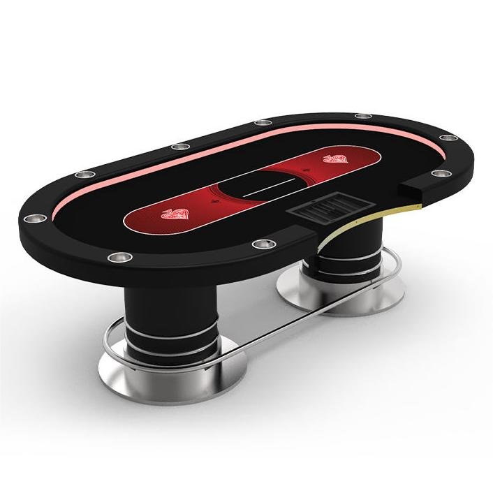 YH Oval High Quality Poker Table Texas Entertainment Table With Leather Armrest Cup Holders