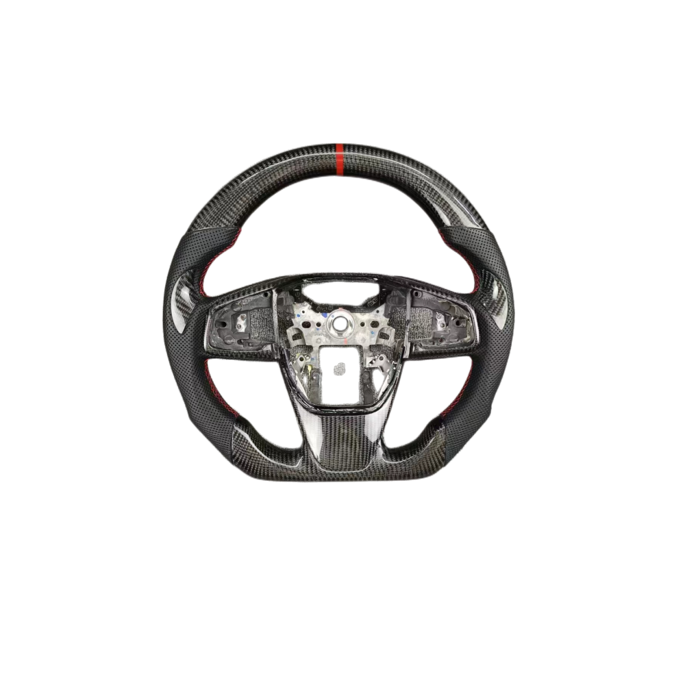 Custom Car Interior Accessories Carbon Fiber Steering Wheel Covered Red Leather For Honda Civic Accord CRV Models