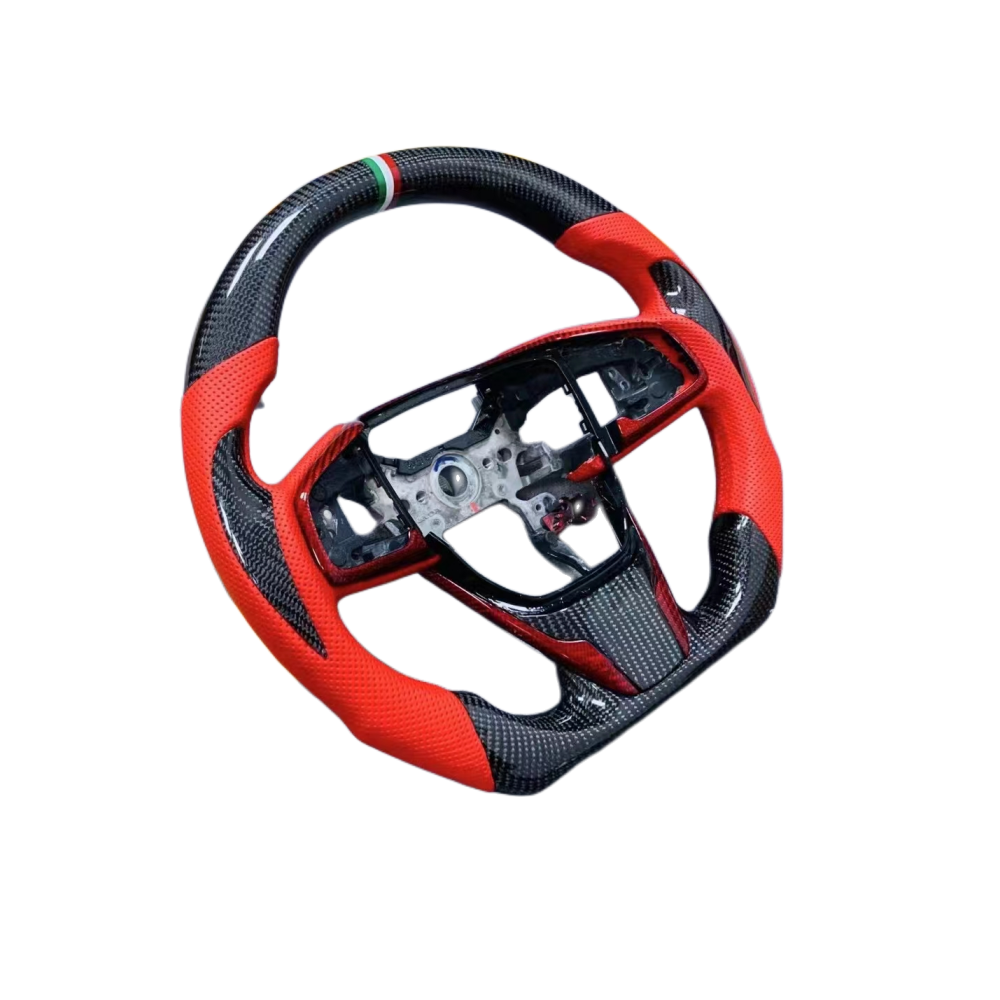 Custom Car Interior Accessories Carbon Fiber Steering Wheel Covered Red Leather For Honda Civic Accord CRV Models