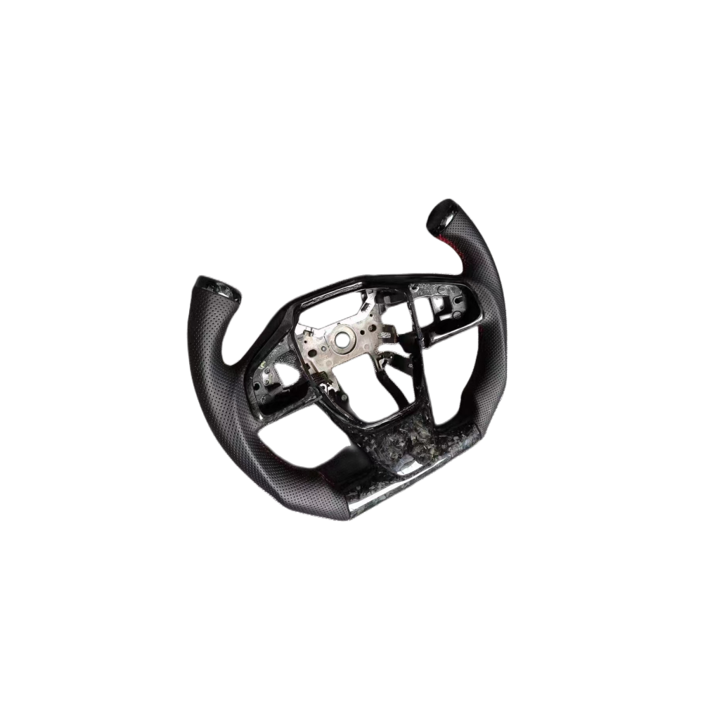 Custom Car Interior Accessories Carbon Fiber Steering Wheel Covered Red Leather For Honda Civic Accord CRV Models