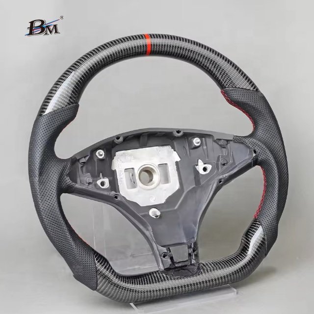 Modified Round Carbon Fiber Steering Wheel For Model S Model X Tesla 2012 2013 2014 2015 2016 2017- 2022 Car Accessories By BM