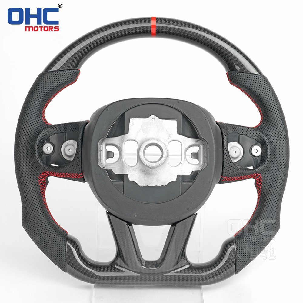 Custom Led Rpm Steering Wheel Fit For 2015 Dodge Challenger Charger Srt 2012 Racing Car Real Carbon Fiber Steering Wheel
