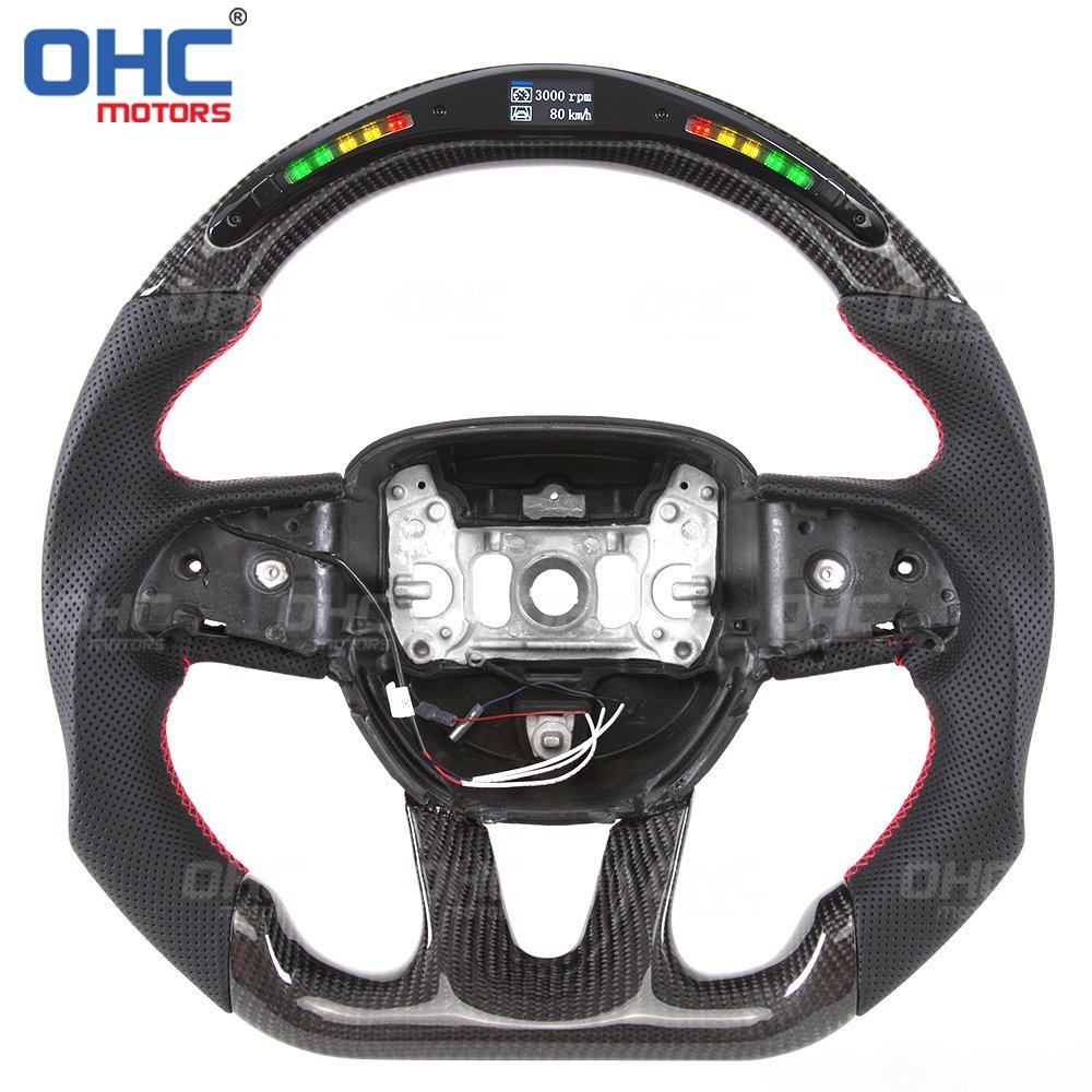 Custom Led Rpm Steering Wheel Fit For 2015 Dodge Challenger Charger Srt 2012 Racing Car Real Carbon Fiber Steering Wheel