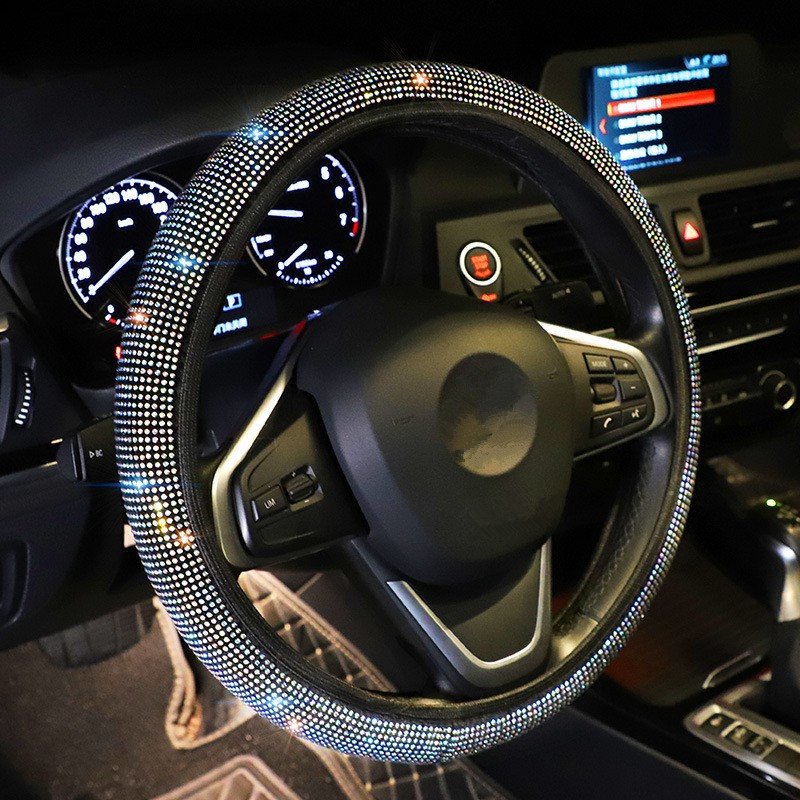 elegant series Diamond Steering Wheel Decoration Blingbling Diamond Car Steering Wheel Cover easy to install and remove