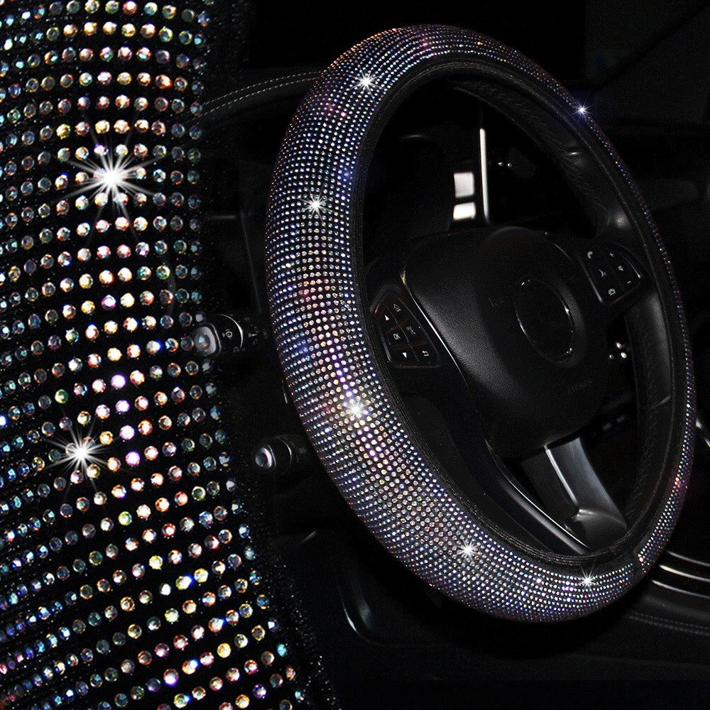 elegant series Diamond Steering Wheel Decoration Blingbling Diamond Car Steering Wheel Cover easy to install and remove