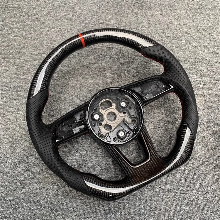 Audi custom carbon fiber leather steering wheel assembly automotive interior accessories