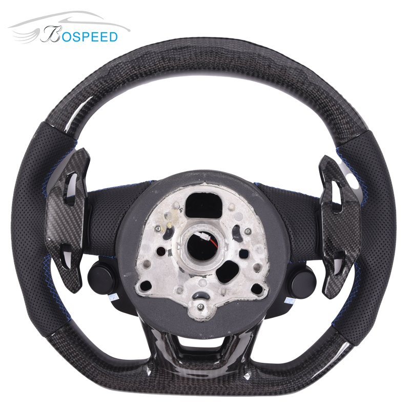 LED Carbon Fiber Leather Racing Car Steering Wheel for Audi RS