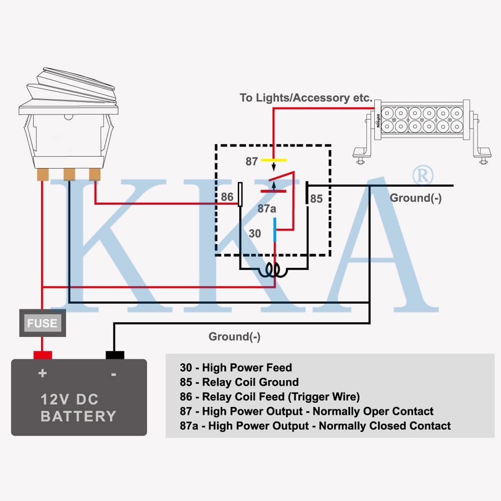 KKA-V4T Automotive Relay, 12V 24V 40A Car Relay, Auto Relay Transparent Shell with LED Light for Vehicles and Machines