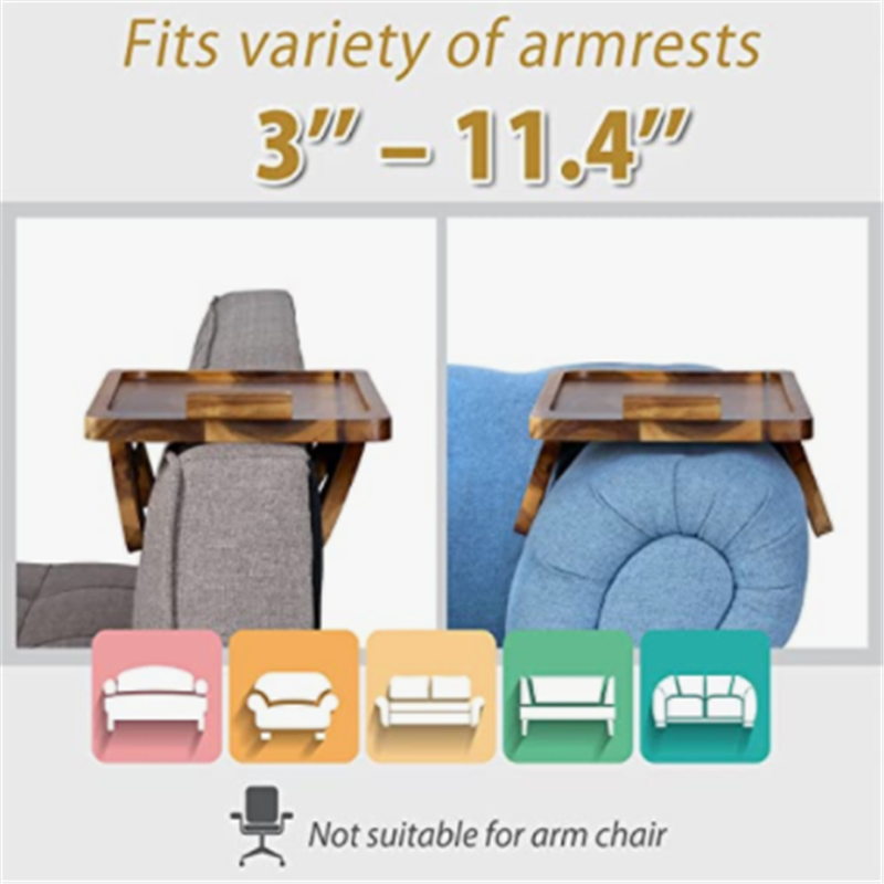 Arm Clip Table Sofa Tray Table for Couch Folding Snack Table with 360 Rotating