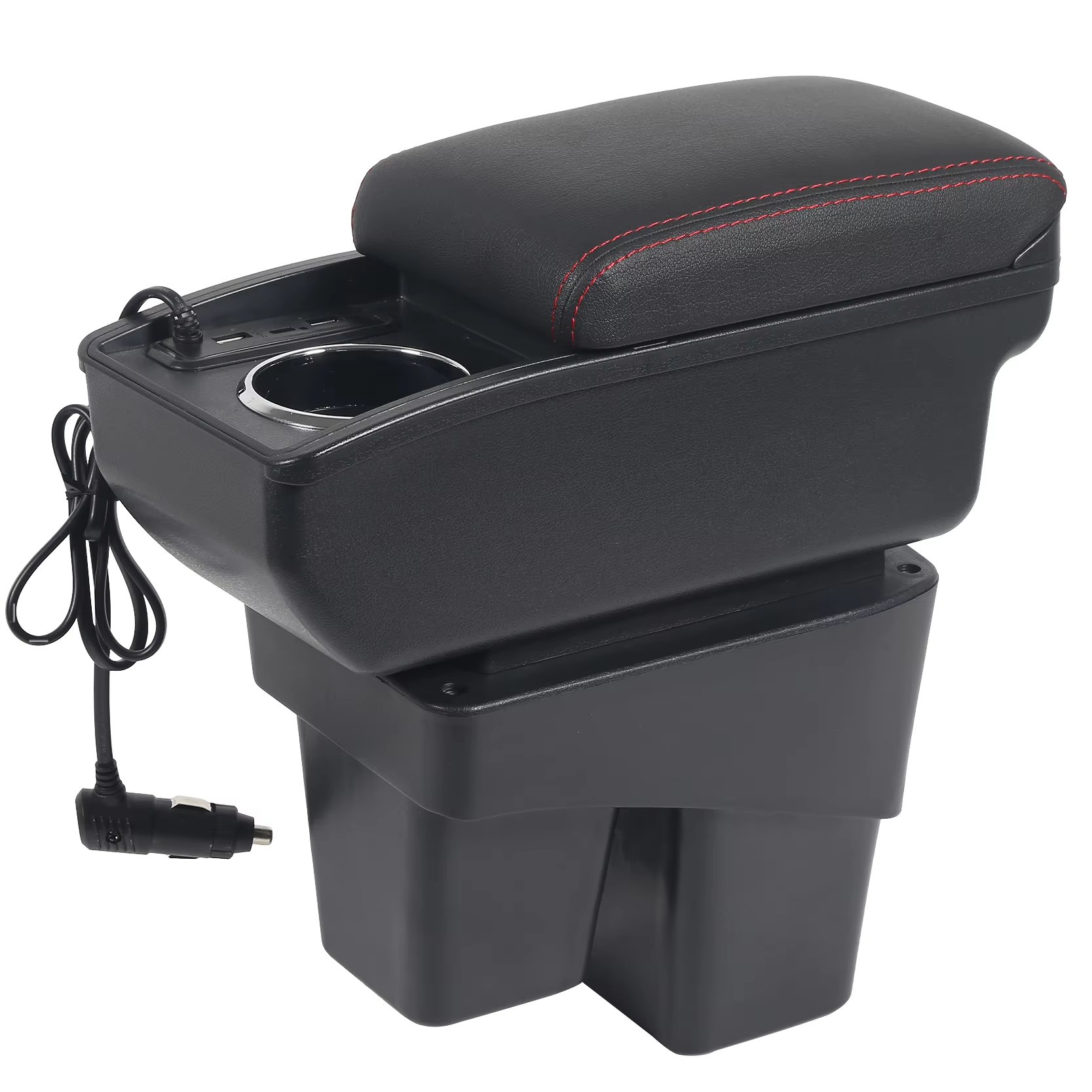 2023 New Box Design Japan Car Slide and 3 USB Design Black Pu Leather Car Armrest Console Box for Honda Brio/BRV