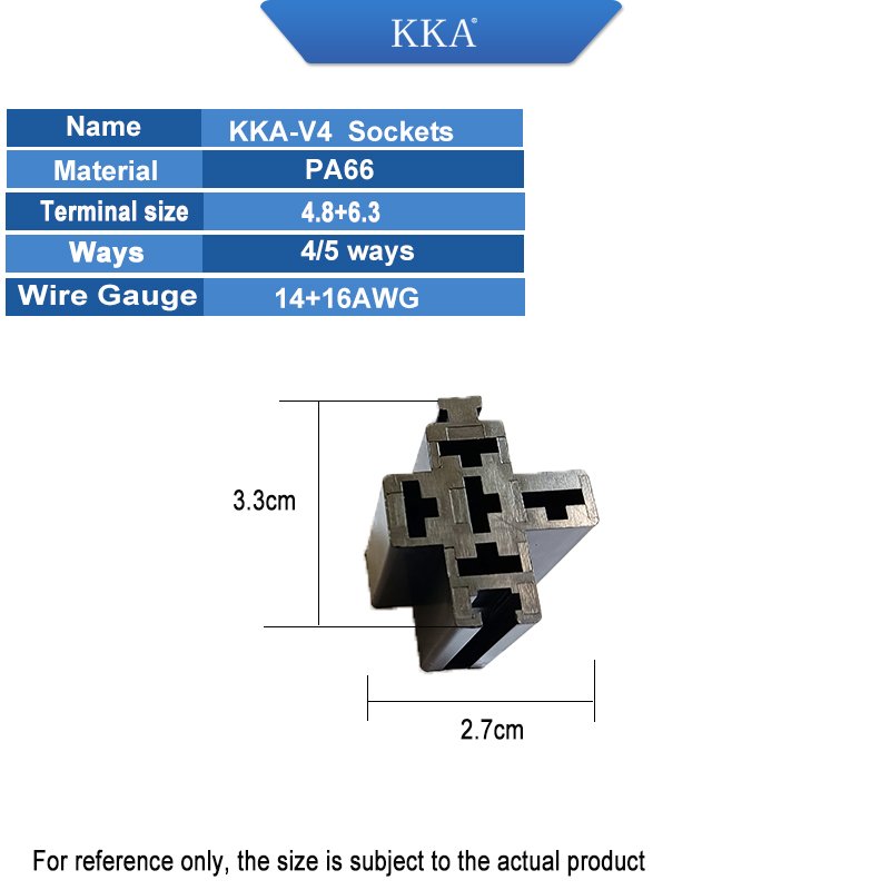 PCB Relay Socket for 40A Automotive Relay , for KKA-V4 Automotive Relay, Without Wires. with Connectors