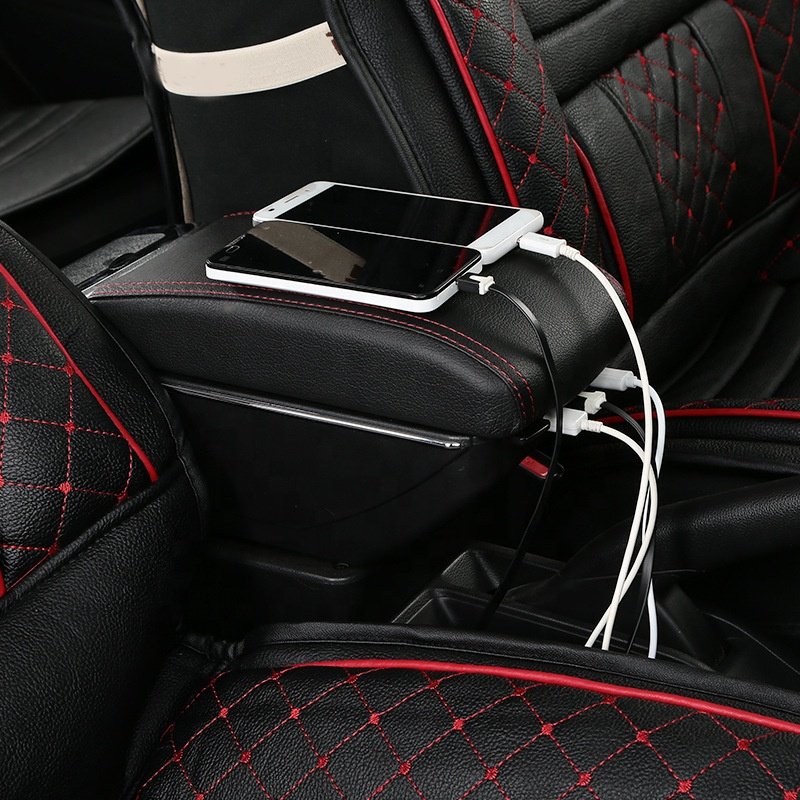 Automotive Interior Accessories Seat Armrest Console Storage Organizer Universal Car Arm Rest Console Box With 7 USB