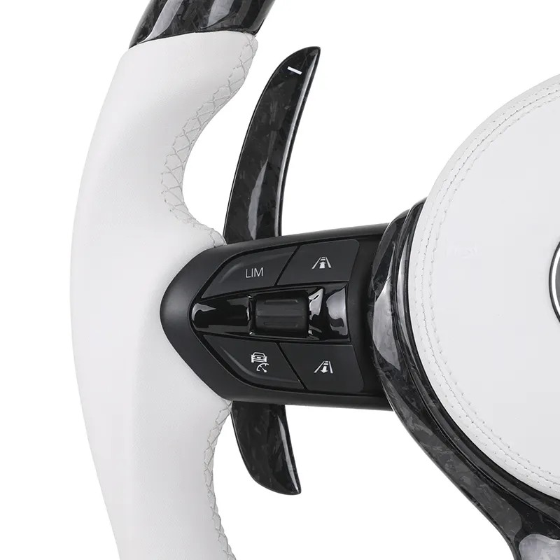 M Sport White Leather Forged Carbon Fiber Steering Wheel for BMW F10 F11 F30 F34 F36 F80 M3 F82 M4 F90 M5 E90 X5 E70 X6 E71 E60