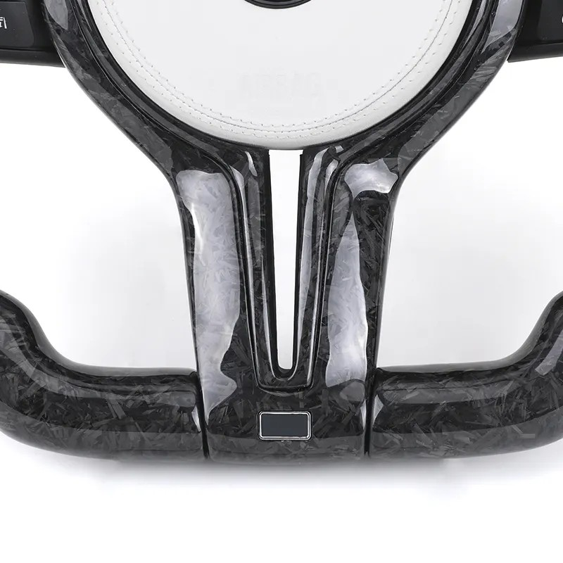 M Sport White Leather Forged Carbon Fiber Steering Wheel for BMW F10 F11 F30 F34 F36 F80 M3 F82 M4 F90 M5 E90 X5 E70 X6 E71 E60