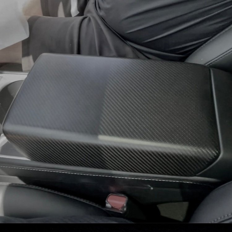 For Tesla Model 3 Inner Center Storage Trim Real Carbon Fiber Armrest Box Cover