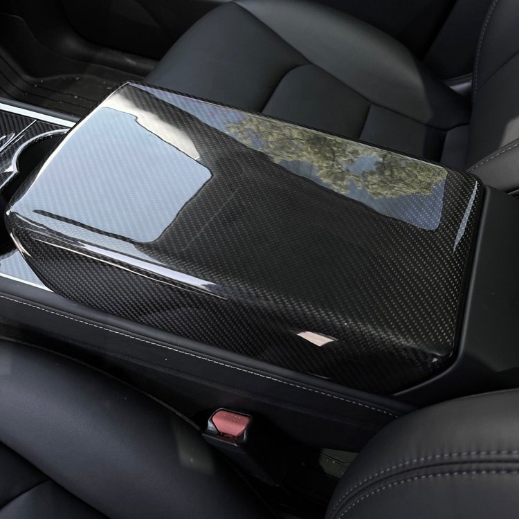For Tesla Model 3 Inner Center Storage Trim Real Carbon Fiber Armrest Box Cover