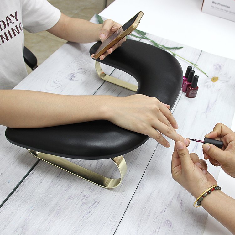 Butterfly Shaped Black or White Nail Armrest for Manicure With Gold Legs