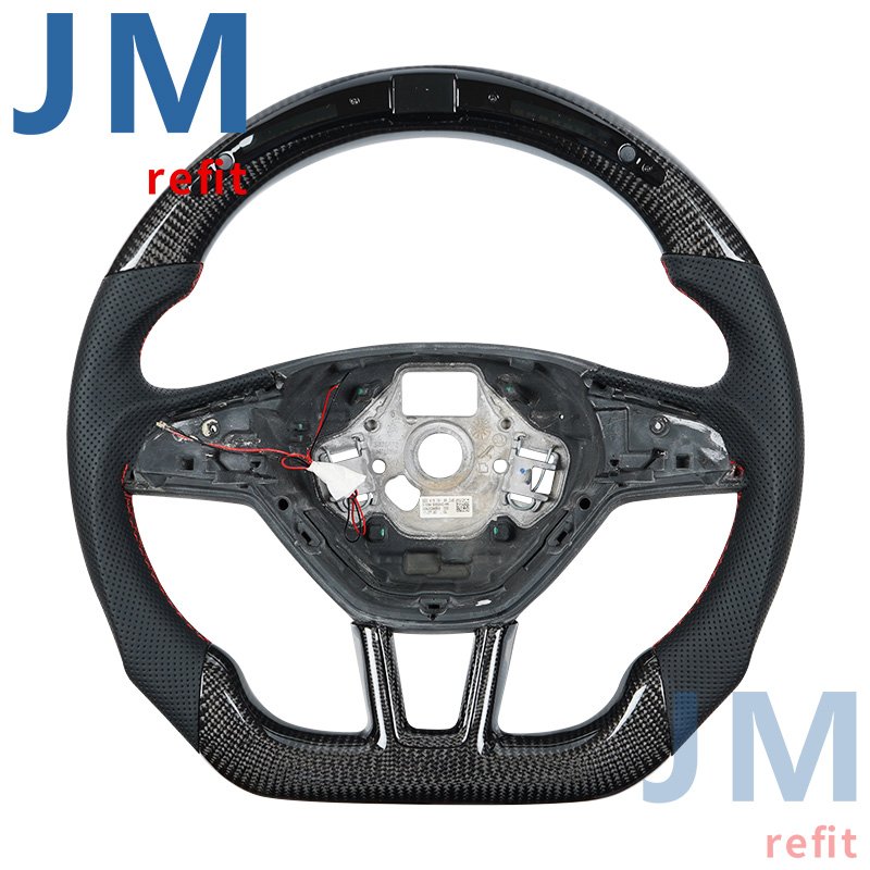 Professional Customized Carbon Fiber Steering Wheel For Skoda Octavia Kodiak Alcantara Leather Led Rpm