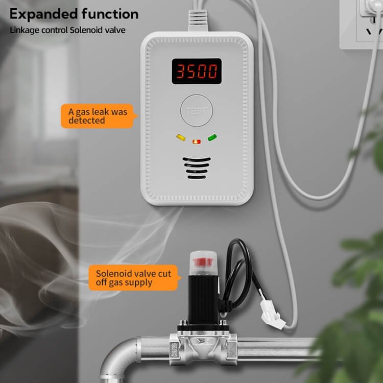 Factory Directly Sell Wireless LPG Natural Gas Leak Detector Alarm with Solenoid Valve