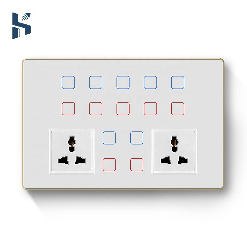 New Combination Switch and Socket Indian Standard 12M Touch Glass Panel Fan and Curtain Control Switch Tuya WiFi