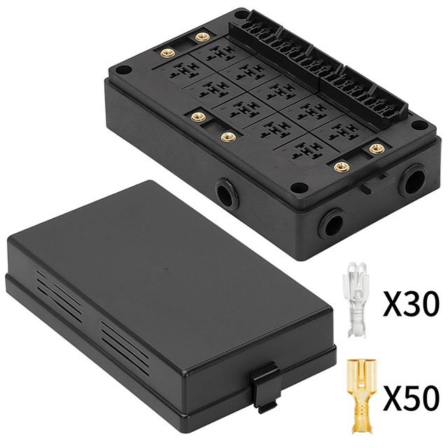 15 Way Auto Fuse Relay Box Holder 12V ATC/ATO Relay Fuse Holder for Car