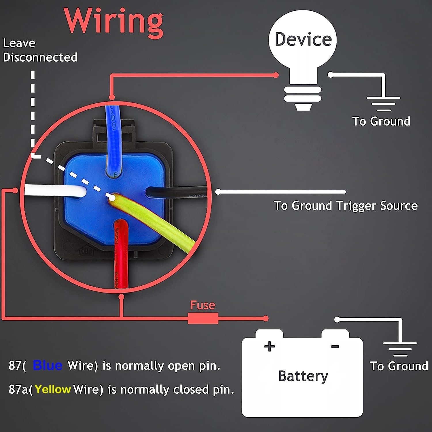 12V Car Relay with Harness Plug Waterproof 4/5 Pin 40A 12Awg SPDT Heavy Duty JD1914 Hella Relay Kit for Automotive Boat Truck