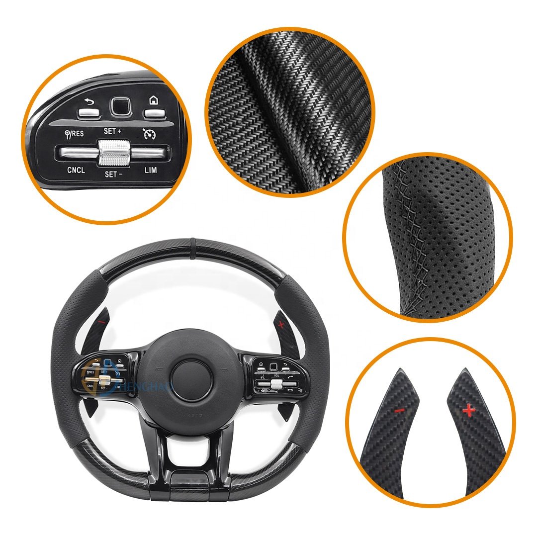 Custom Steering Wheel Accessories For Mercedes Benz AMG GLE C-Class G-Class W204 W213 W463 W166 W205 Carbon Fiber Steering Wheel