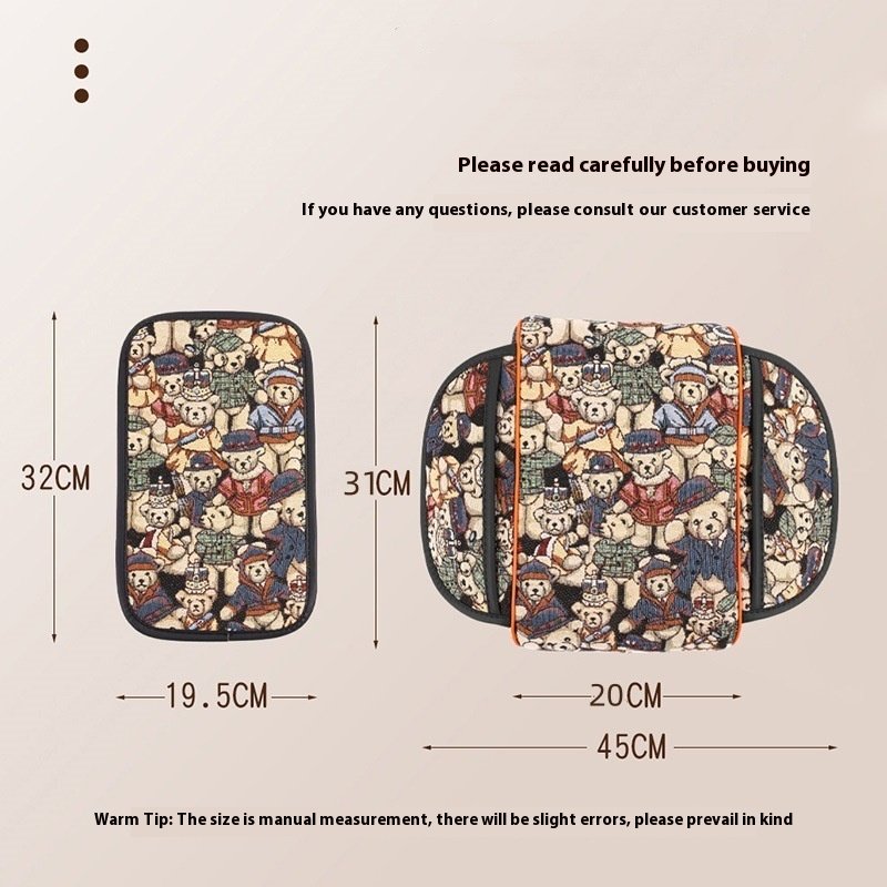 Universal New Car Armrest Storage Leather Bag Heightened Central Pillowcase Cup Holder Fabric Booster Pad Car Interiors