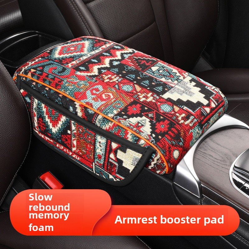 Universal New Car Armrest Storage Leather Bag Heightened Central Pillowcase Cup Holder Fabric Booster Pad Car Interiors