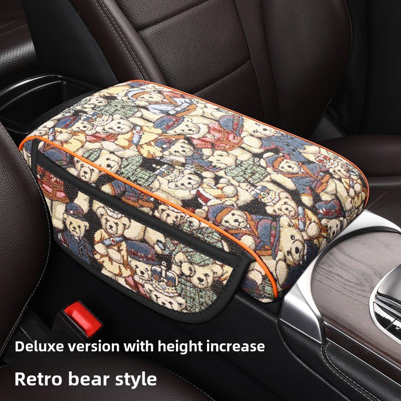 Universal New Car Armrest Storage Leather Bag Heightened Central Pillowcase Cup Holder Fabric Booster Pad Car Interiors
