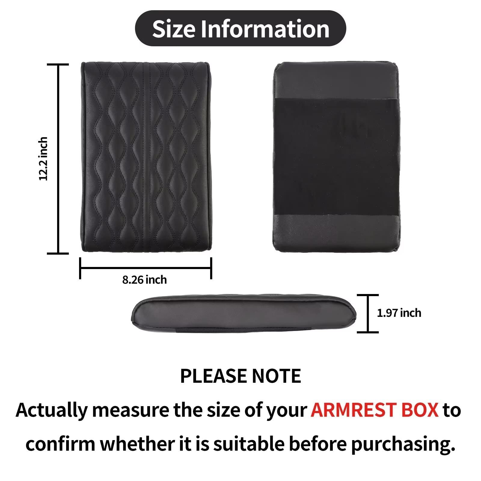 Leather Car Armrest Box Pad Waterproof Car Center Console Cover Pad Leather Auto Armrest Cover Universal Arm Rest Cushion Pads