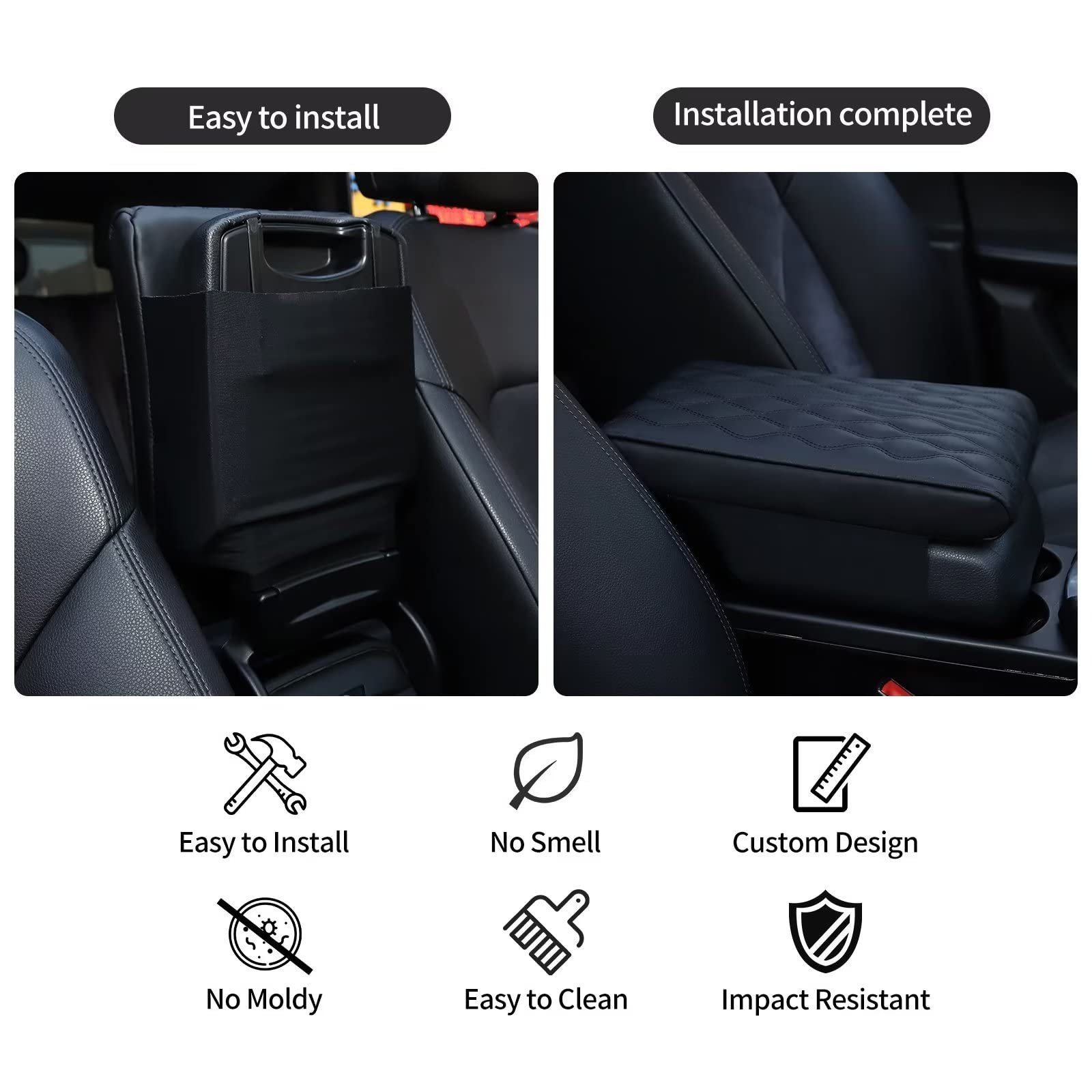 Leather Car Armrest Box Pad Waterproof Car Center Console Cover Pad Leather Auto Armrest Cover Universal Arm Rest Cushion Pads