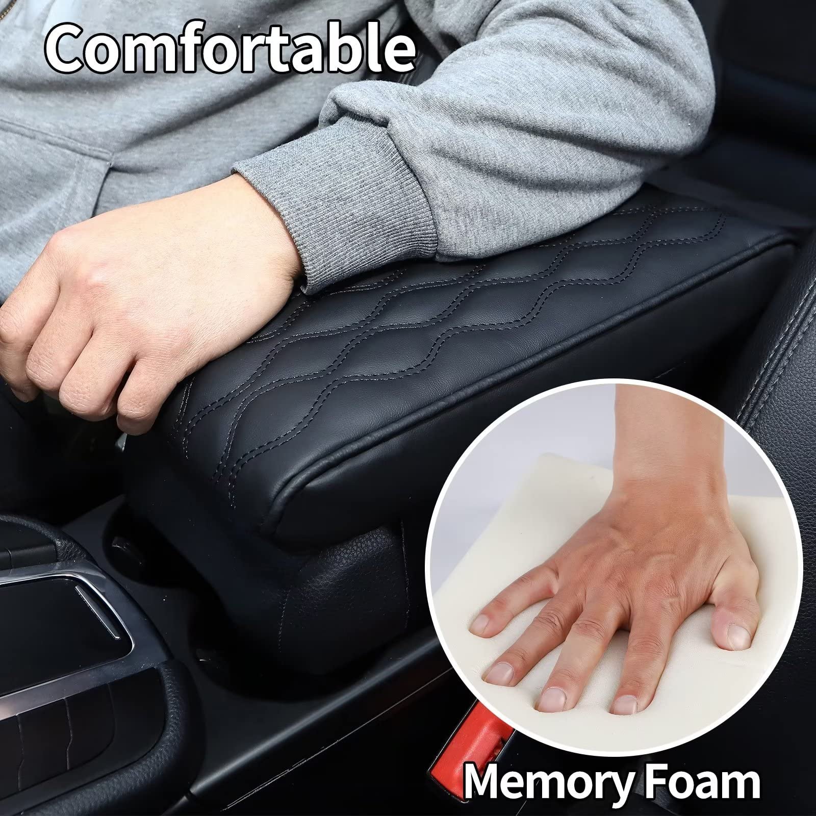 Leather Car Armrest Box Pad Waterproof Car Center Console Cover Pad Leather Auto Armrest Cover Universal Arm Rest Cushion Pads