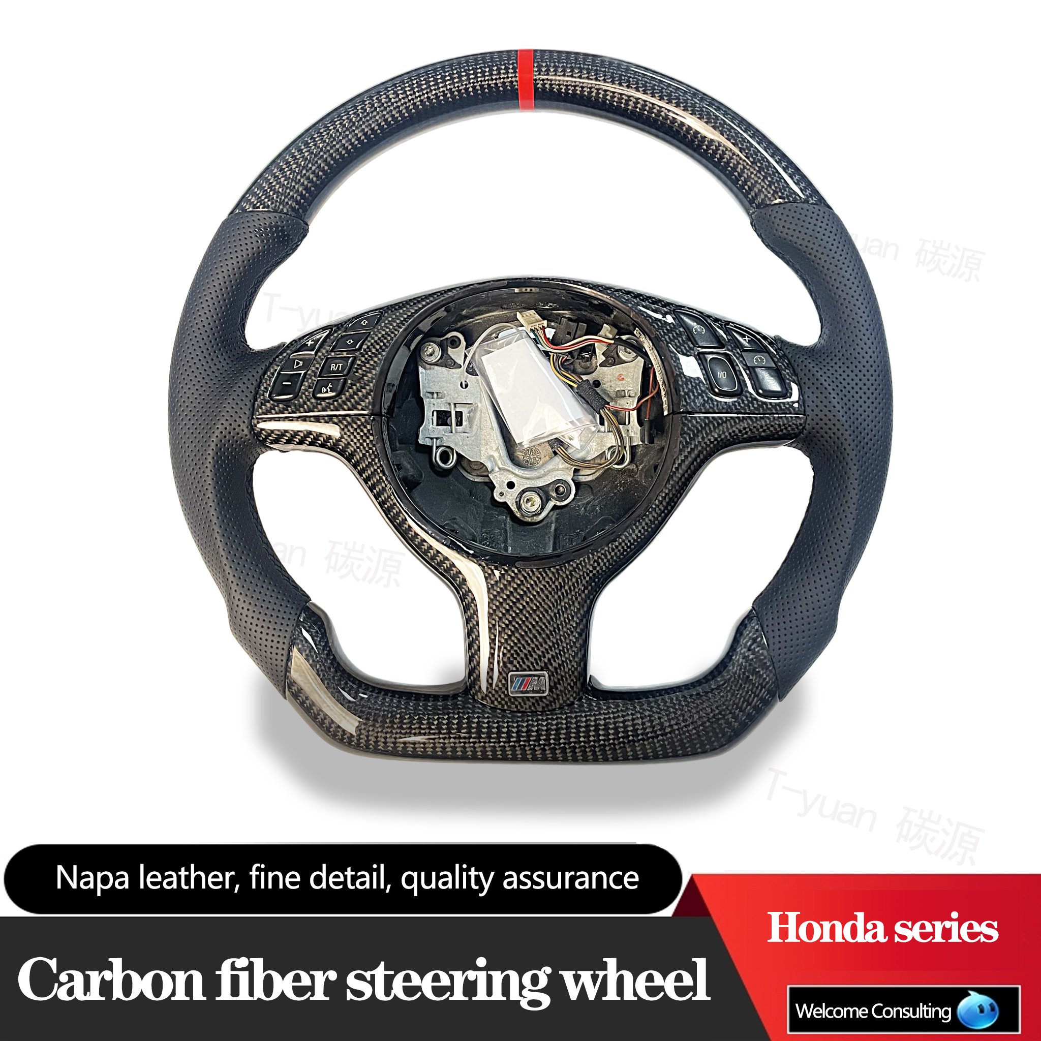 Custom Perforated Leather Carbon Fiber Steering Wheel For BMW E46 E53 M3 Car Steering Wheel
