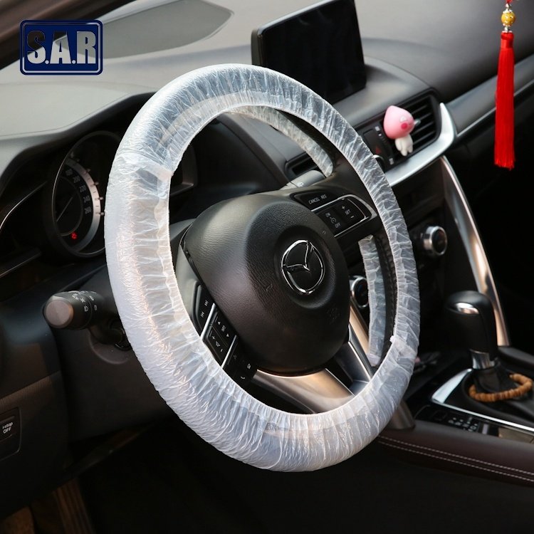 18micron Top Quality Universal Waterproof Plastic Transparent Car Steering Wheel Cover