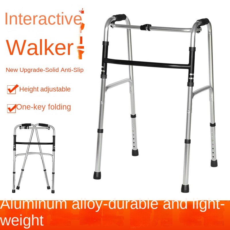 Lightweight Four-Corner Folding Wheelchair with Armrest Trolley Elderly Disabled Walker Crutch Exercise Rehabilitation Equipment