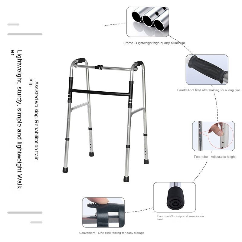 Lightweight Four-Corner Folding Wheelchair with Armrest Trolley Elderly Disabled Walker Crutch Exercise Rehabilitation Equipment