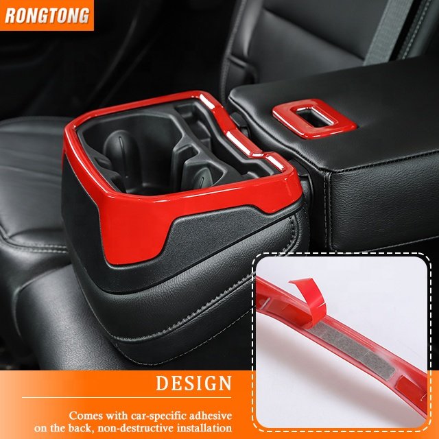 Car Accessories Carbon Fiber Rear Armrest Box Cup Holder Decorative Ring for Jeep Wrangler JL 2018+
