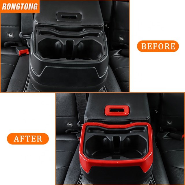 Car Accessories Carbon Fiber Rear Armrest Box Cup Holder Decorative Ring for Jeep Wrangler JL 2018+