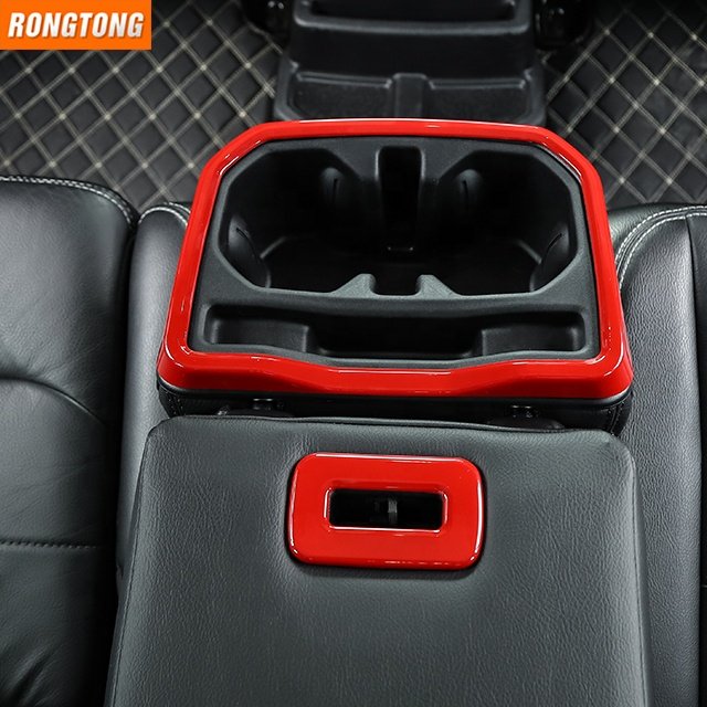Car Accessories Carbon Fiber Rear Armrest Box Cup Holder Decorative Ring for Jeep Wrangler JL 2018+