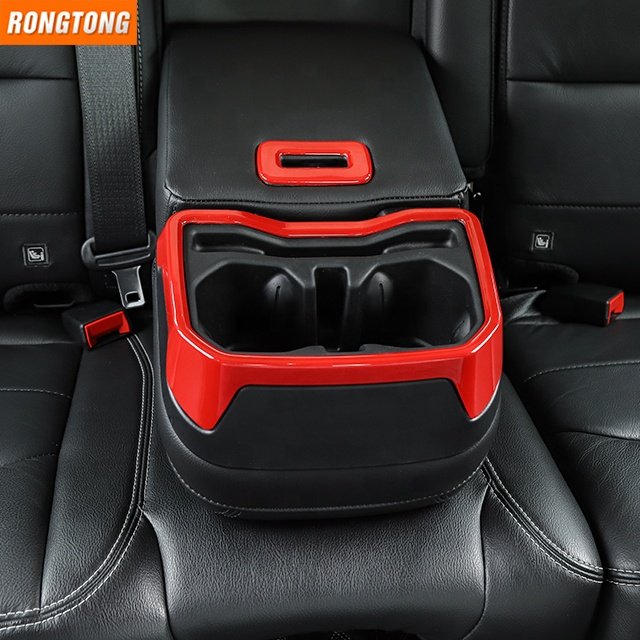 Car Accessories Carbon Fiber Rear Armrest Box Cup Holder Decorative Ring for Jeep Wrangler JL 2018+