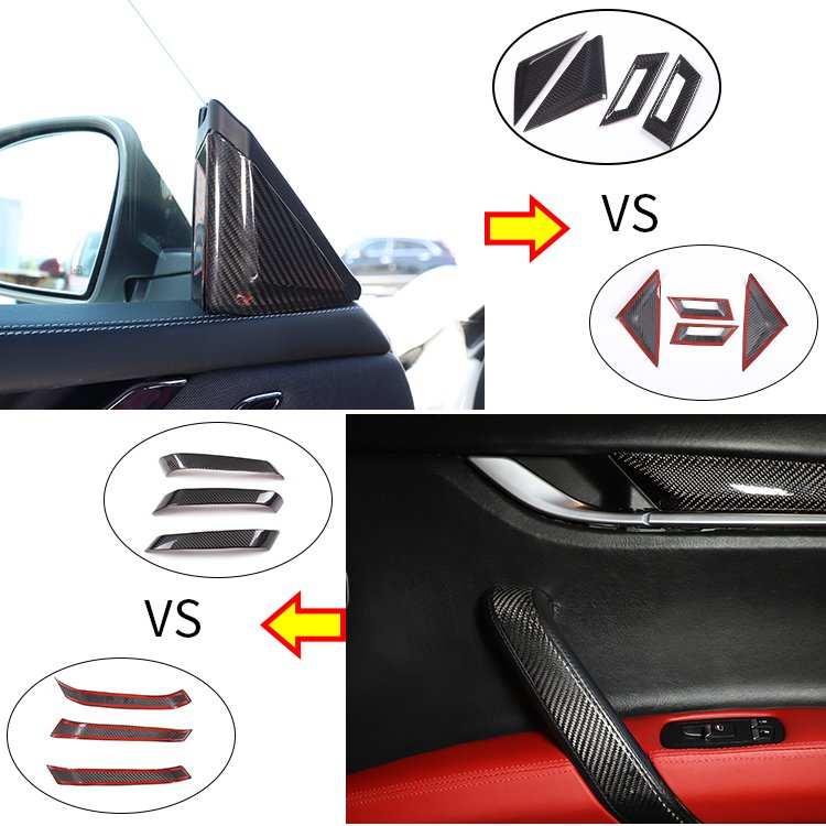 Carbon Fiber Car Interior Accessories for Maserati Ghibli Seats Buttons Trim Frame Door Armrest Panel A-pillar Decorative Cover