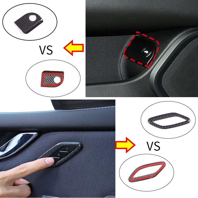 Carbon Fiber Car Interior Accessories for Maserati Ghibli Seats Buttons Trim Frame Door Armrest Panel A-pillar Decorative Cover