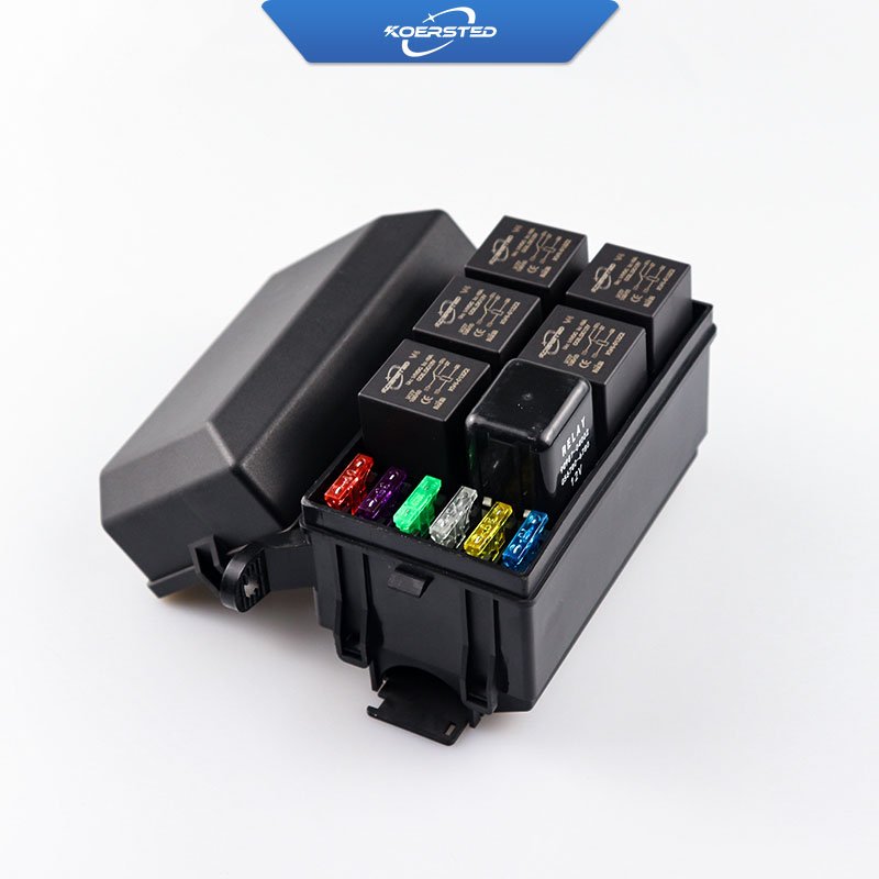 KKA-FB-6R6F Automotive Relay Fuse Box, Car Fuse Box, Auto Control Box Including 6 Relays, 6 Fuses and Connectors