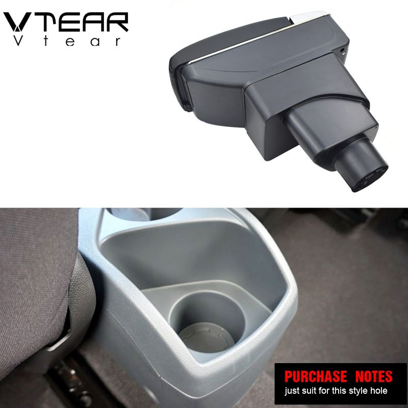 Vtear for Ford Ecosport Armrest Leather USB Interface Storage Box Red Thread Car-styling Interior ABS Arm Rest Accessories Part